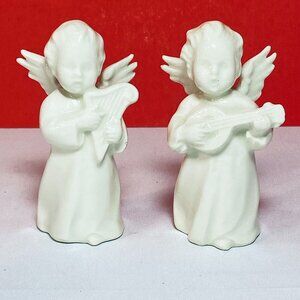 2 VNTG GOEBEL SACRART ANGELS V-Bee TMK-2 Germany 1950s Harp/Lyre 3" White Porcel